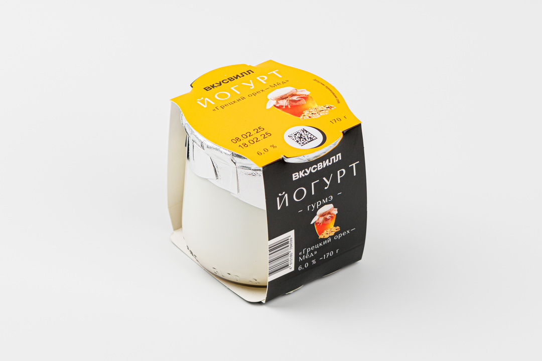

Йогурт ложковый ВкусВилл Гурмэ Грецкий орех, мед 6% 170 г