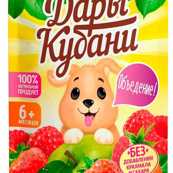 Пюре фруктовое Дары Кубани Яблоко Клубника Малина 90 г