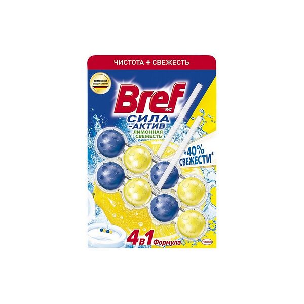 Bref средство чистящее для унитаза  2*50 г Сила-Актив Лимонная Свежесть, без характеристики