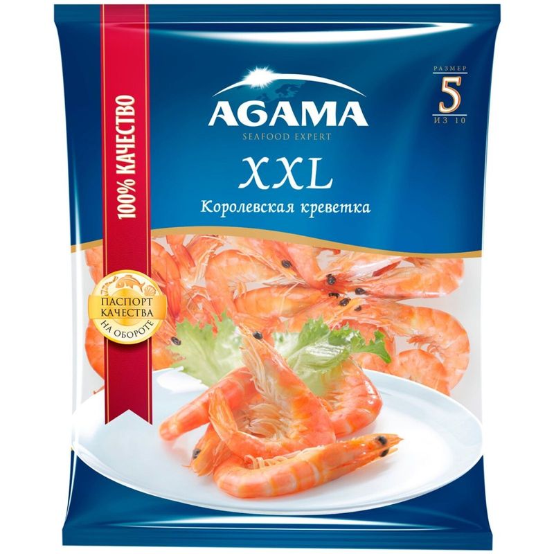 

Креветки Agama Королевская креветка №5 XXL варено-мороженые, 700 г