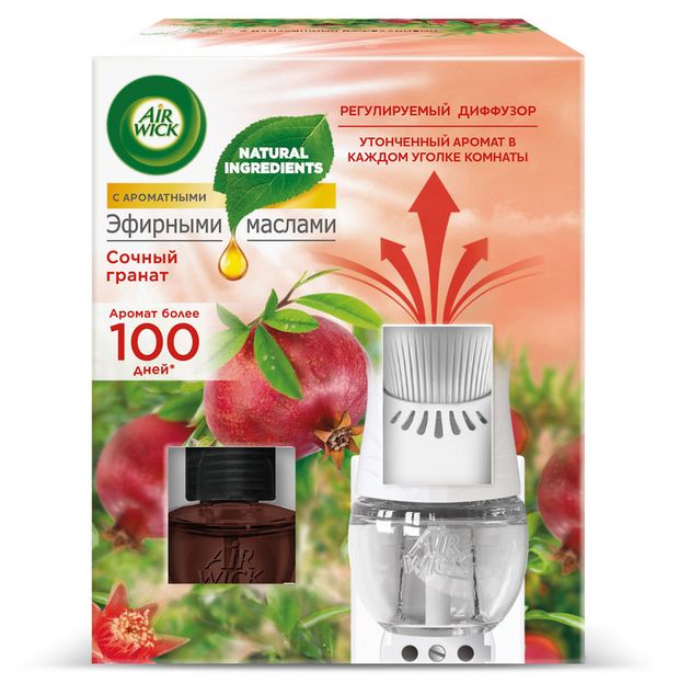 

Диффузор аромамасел электрический Air Wick Сочный гранат в комплекте со сменным флаконом, 19мл