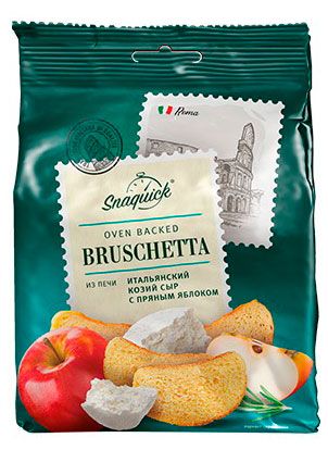 

Сухари-гренки пшеничные Snaquick Брускетта со вкусом Итальянский козий сыр с пряным яблоком 80 г