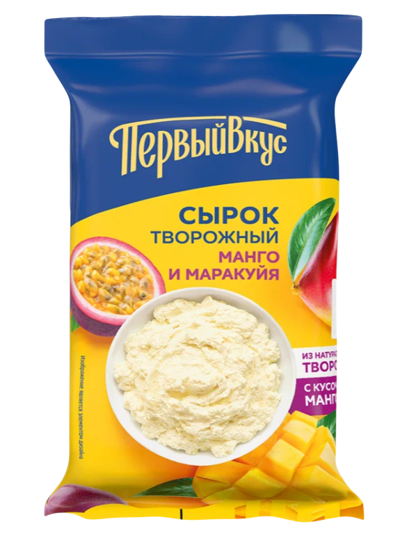 

Сырок творожный Первый вкус с сахаром и наполнителем манго-маракуйя 90 г