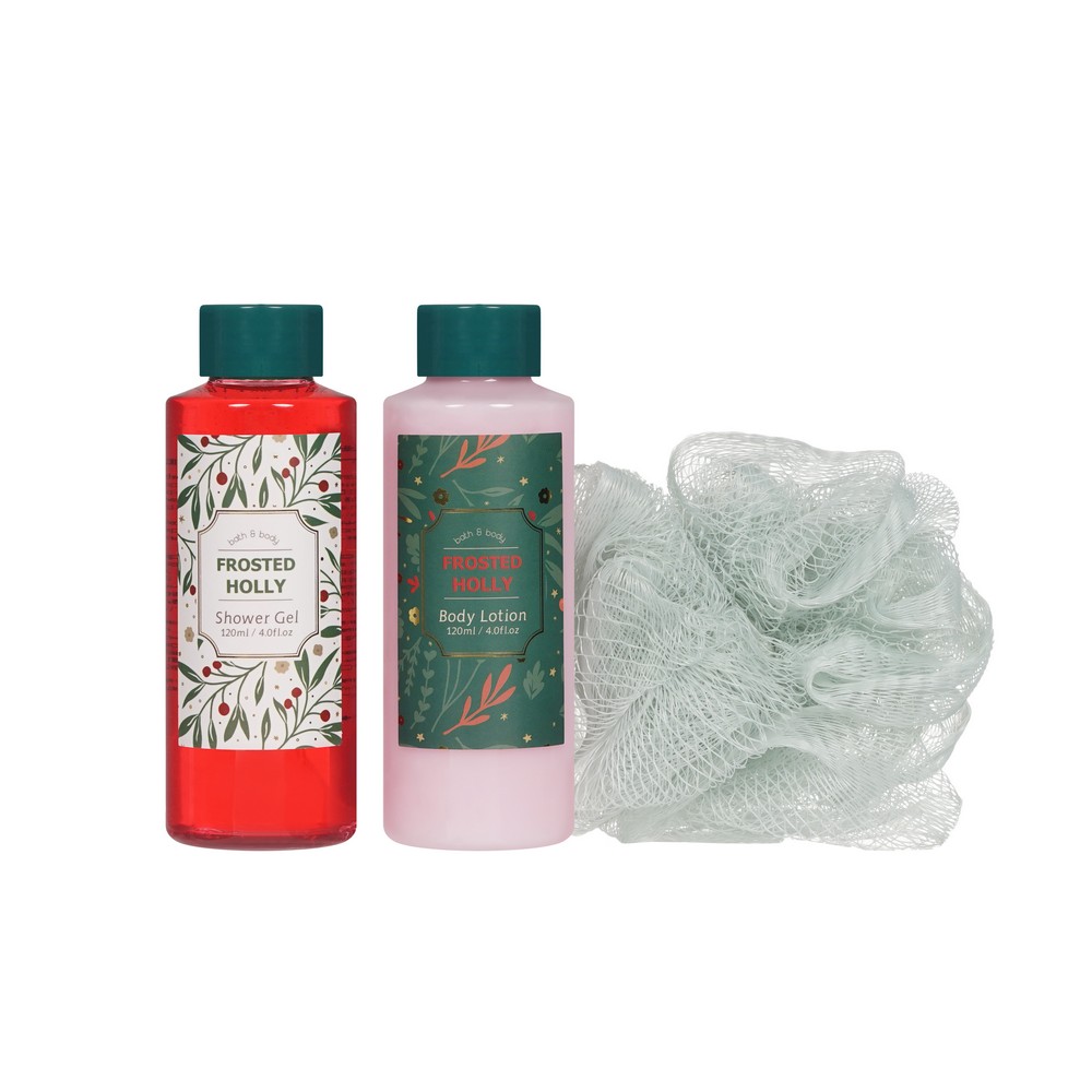 

Женский подарочный набор: гель для душа 120 мл, лосьон для тела 120 мл, мочалка 1 шт.