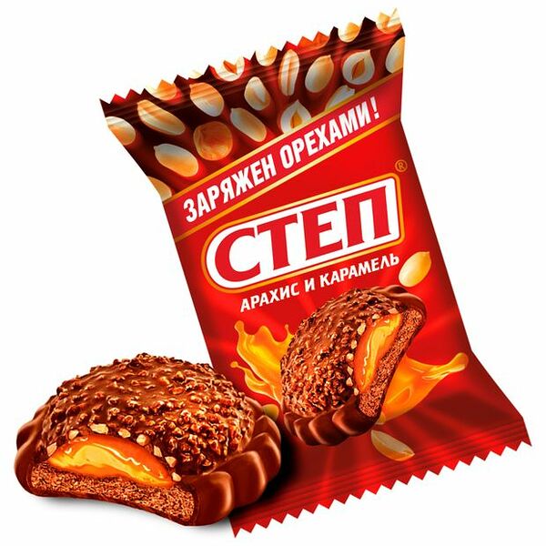 Конфеты Степ Десерт с печеньем арахис и карамель, вес