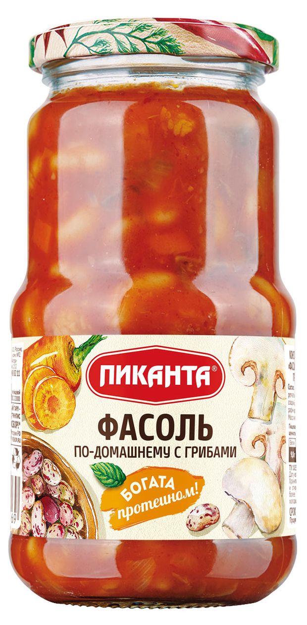 

Фасоль по-домашнему Пиканта с грибами 470 г