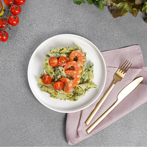 

Паста с креветками и шпинатно-сливочным соусом 300 г