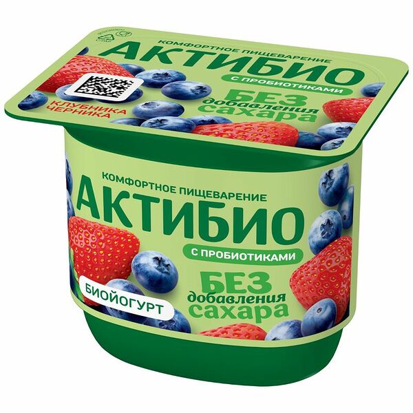 Биойогурт АктиБио Клубника-Черника 3% БЗМЖ 130 г