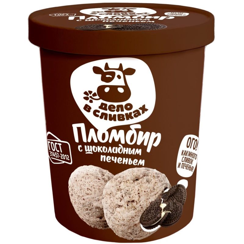 

Мороженое пломбир Дело в сливках Шоколадное печенье 12% 410 г