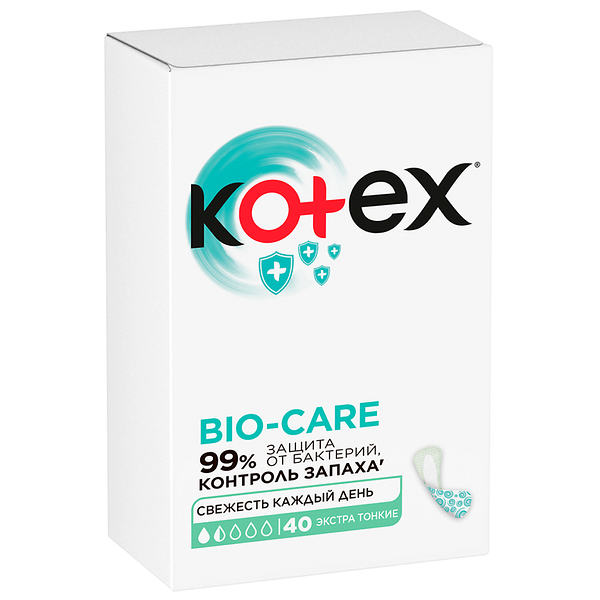 Прокладки Kotex Bio-care ежедневные экстра тонкие 40 шт