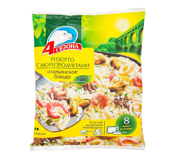 Готовое блюдо 4 сезона Ризотто с морепродуктами замороженное 600 г