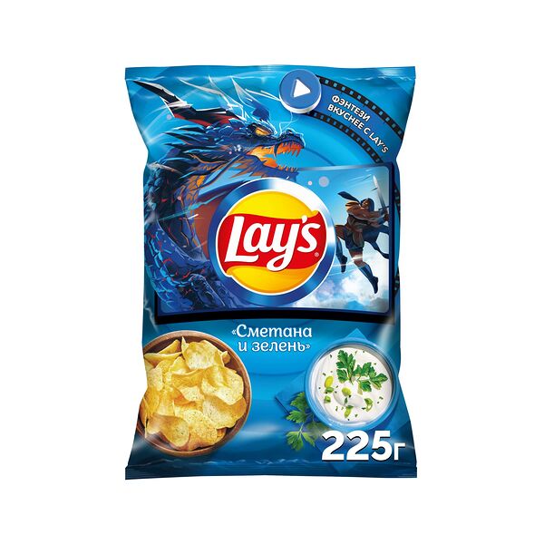 Картофельные чипсы Lay's Сметана и Зелень 225 г