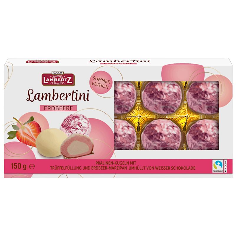 

Конфеты Lambertz с клубничным марципаном и сливочной начинкой в белом и молочном шоколаде, 150 г