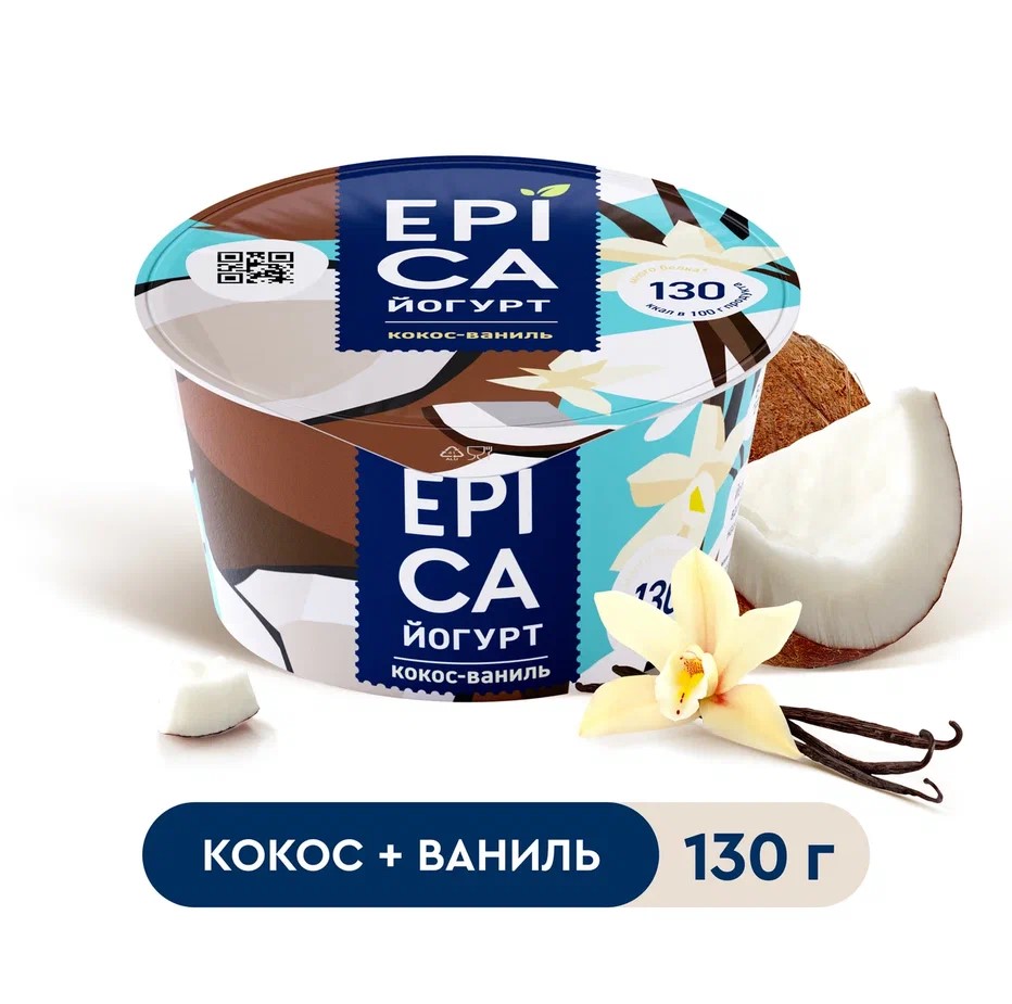 

Йогурт Epica с кокосом и ванилью, 6,3% 130 г