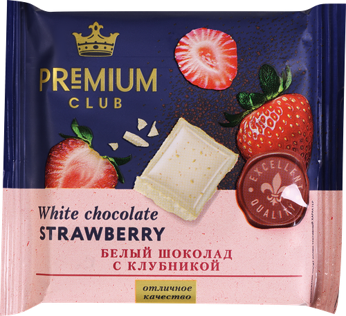 Шоколад белый Premium Club с клубникой 50 г