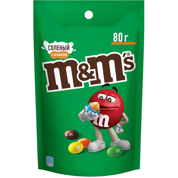 Конфеты M&M's драже с арахисом, солью и молочным шоколадом 80 г