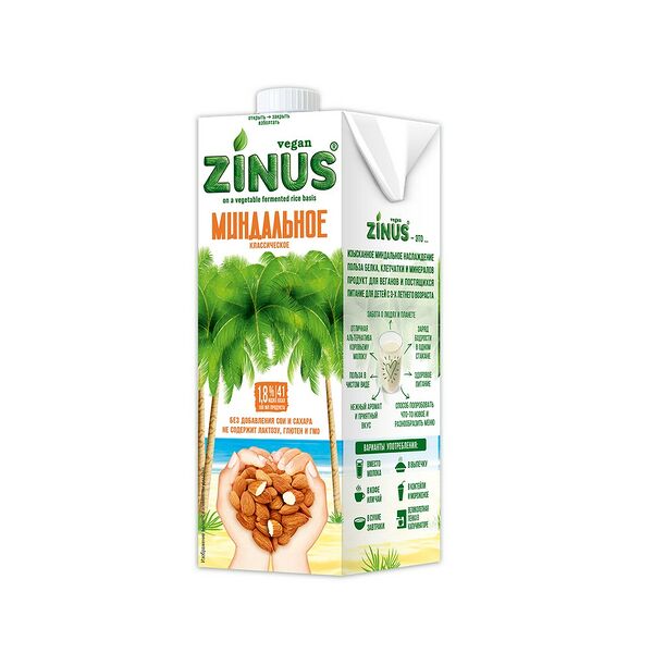 Продукт на растительном сырье ZINUS - миндальное 1,8% 1л ТВА