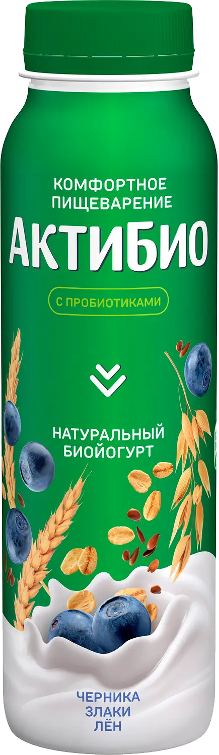 

Биойогурт питьевой Актибио черника злаки и семена льна 1.6% 260 г