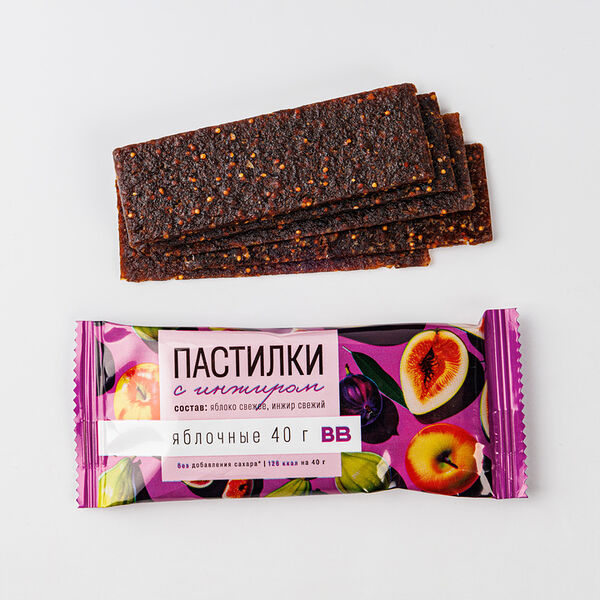 Пастилки яблочные с инжиром, 40г