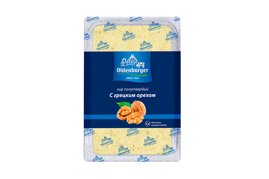 

Сыр полутвердый Oldenburger с грецким орехом 45% нарезка без лактозы 125 г