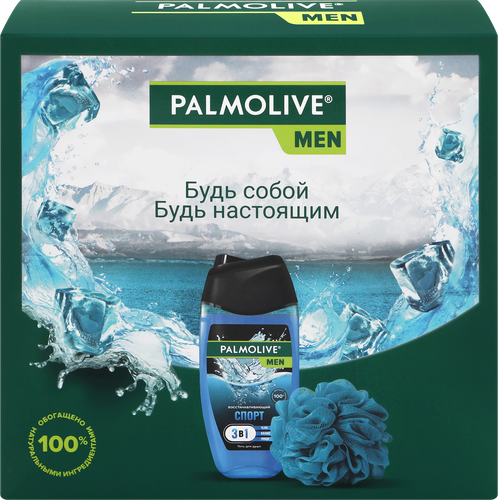 

Подарочный набор Palmolive Men Cпорт: гель для душа 250 мл, мочалка
