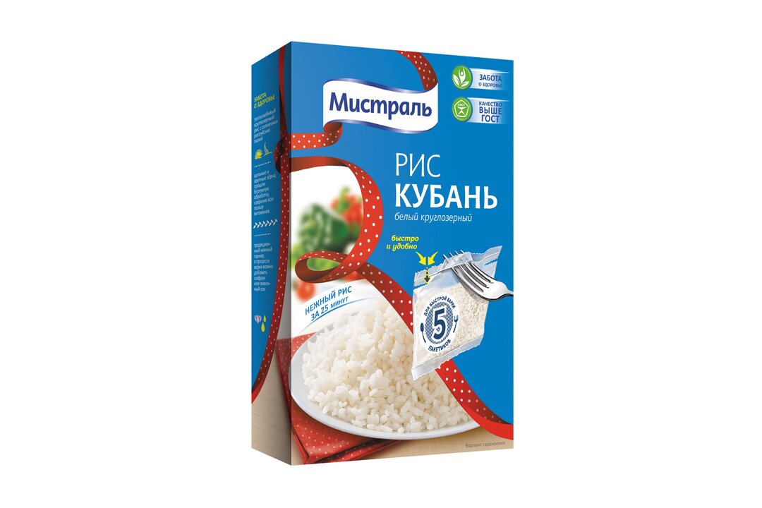 

Рис Мистраль Кубань круглозёрный белый в пакетиках, 5 шт х 80 г