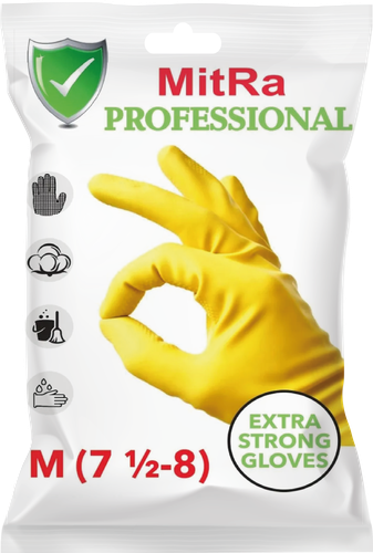 

Перчатки хозяйственные MitRa Professional резиновые с хлопковым напылением М 1 пара