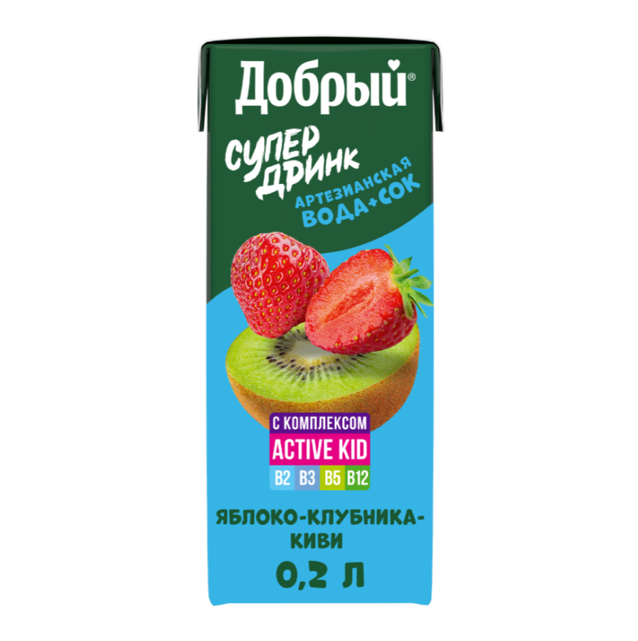 

Напиток сокосодержащий Добрый Active kid яблоко-клубника-киви 200 мл