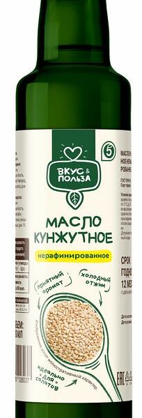 Масло Вкус&польза кунжутное нерафинированное 250 мл
