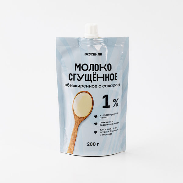 Молоко сгущенное с сахаром обезжиренное 1%