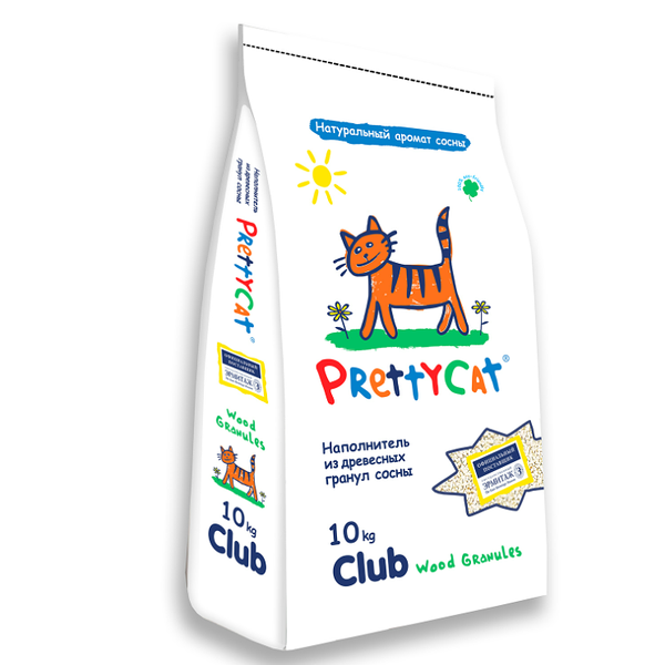 PrettyCat Wood Granules наполнитель древесный впитывающий 10 кг.