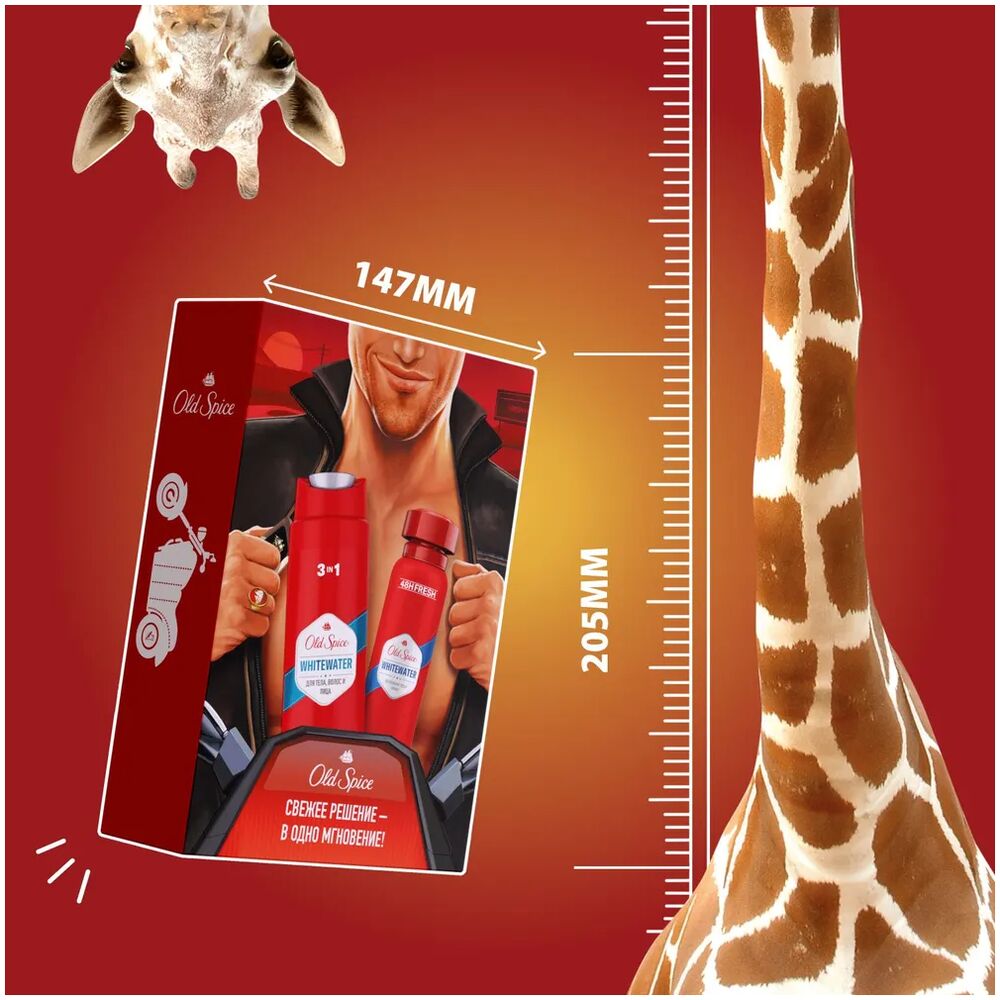 

Подарочный набор Old Spice Whitewater: гель для душа 3 в 1 250 мл, дезодорант-спрей 150 мл дизайн упаковки в ассортименте