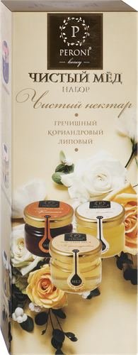 

Набор меда Peroni Чистый нектар, гречишный, кориандровый и липовый, 3х30 г