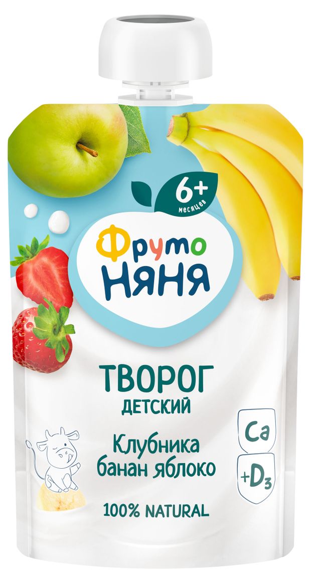 

Биотворог ФрутоНяня клубника-банан-яблоко с 6 месяцев 4.2% 90 г
