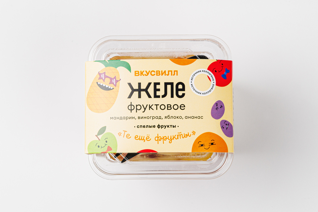 

Желе фруктовое ВкусВилл Мандарин, виноград, яблоко и ананас 200 г