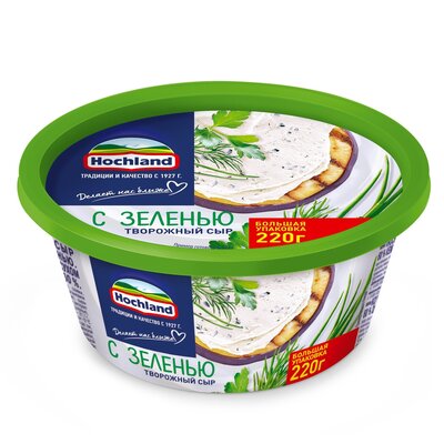 Сыр творожный Hochland с зеленью, 60%, 220 г