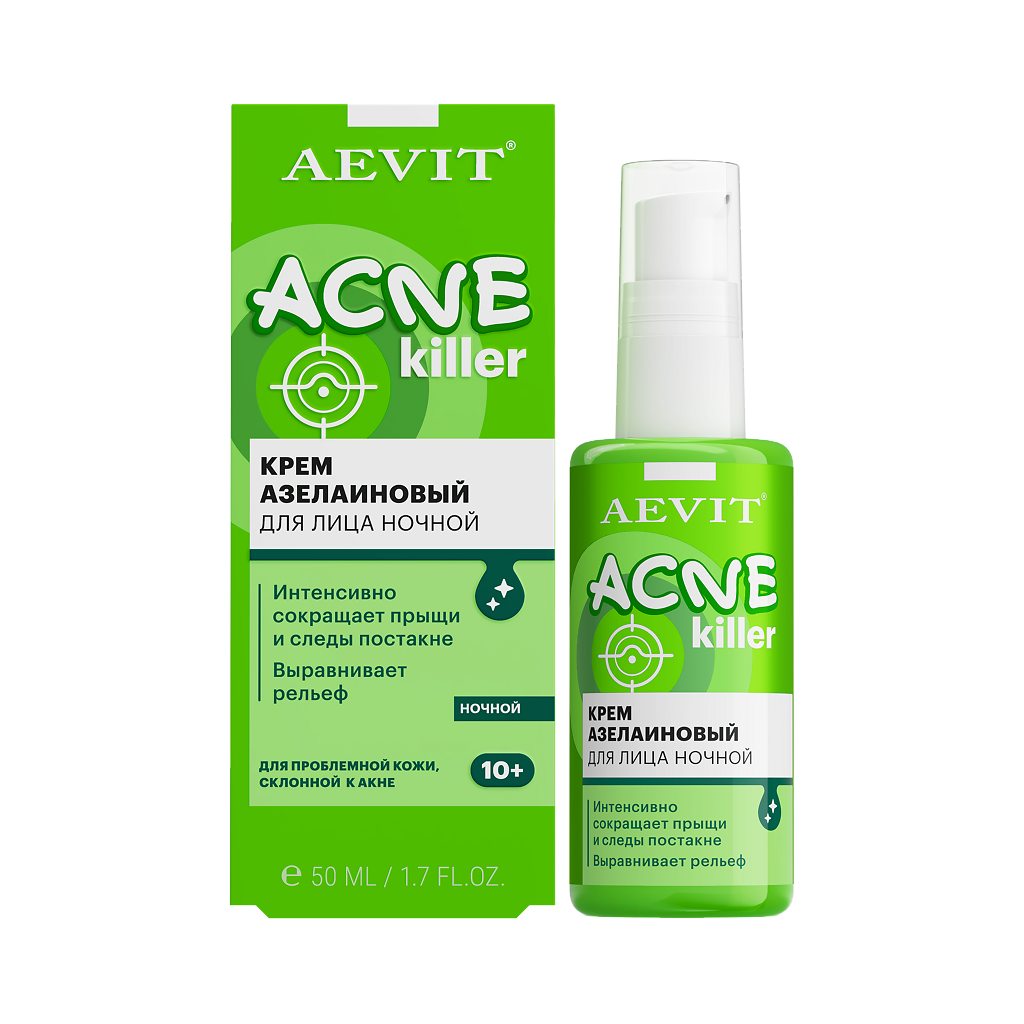 

Крем для лица Aevit Acnekiller азелаиновый против несовершенств ночной 50 мл