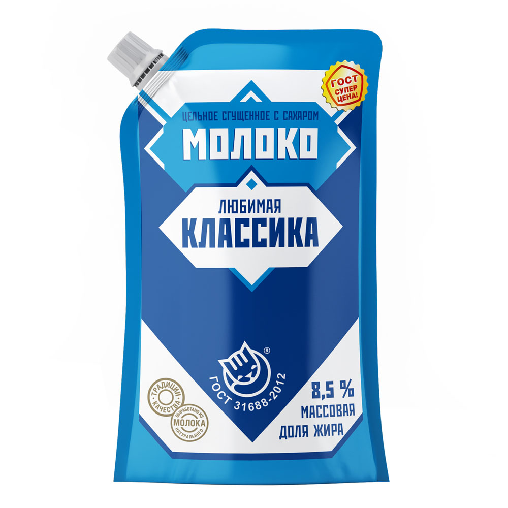 

Молоко цельное сгущённое Любимая классика с сахаром 8.5% 270 г
