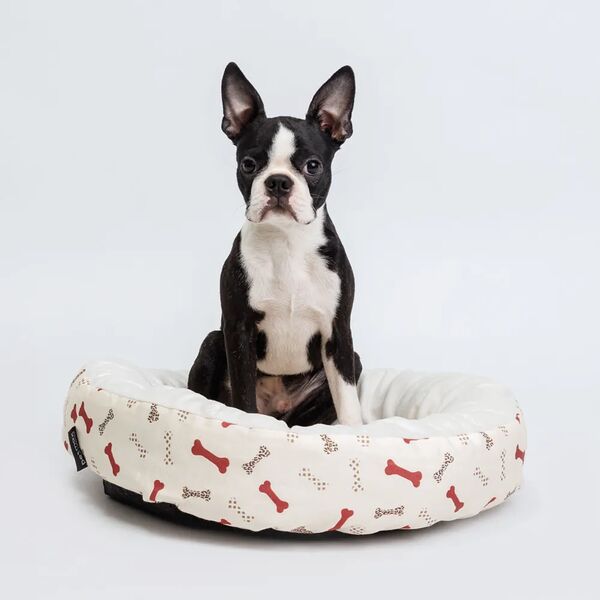 Лежак круглый для собак и кошек Косточки, 50х8 см, бежевый