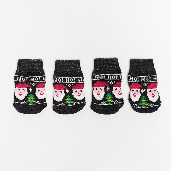 Носки для собак черные с Дед Морозом S