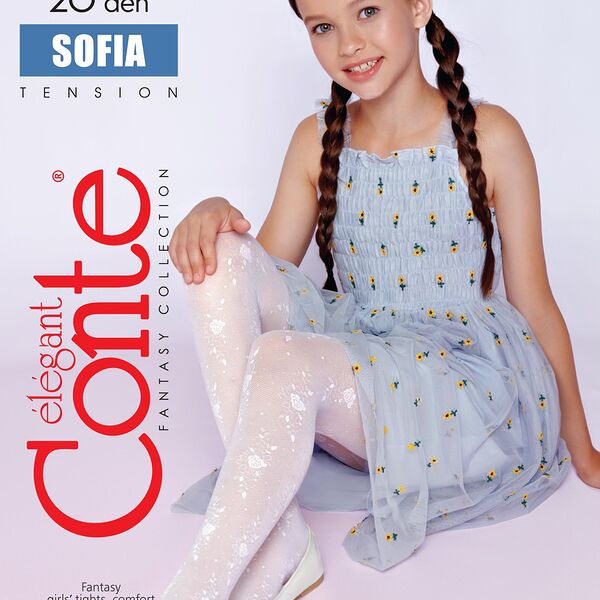 Колготки детские конте софия р.128-134 бьянко 20 с-113 сп