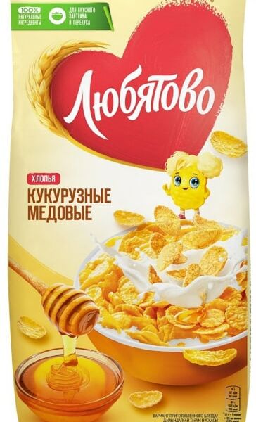 Готовый завтрак Любятово Хлопья кукурузные медовые 250 г