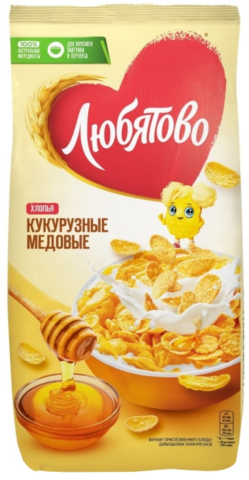 

Готовый завтрак Любятово Хлопья кукурузные медовые 250 г