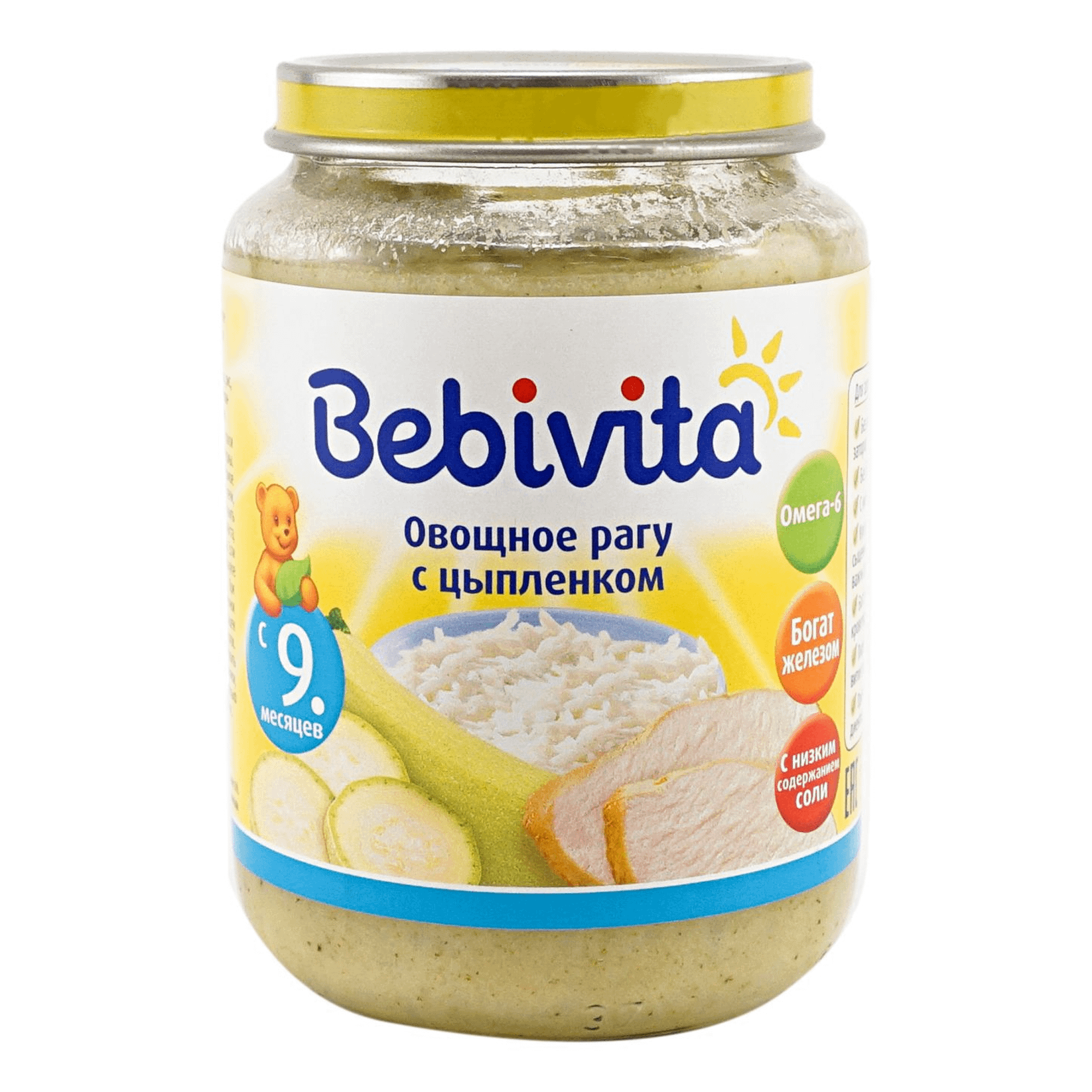 

Пюре Bebivita Овощное рагу с цыплёнком с 9 мес 190 г