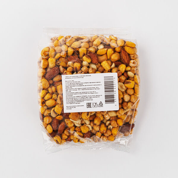 Смесь из жареных соленых орехов, арахиса, нута и кукурузы, 300г