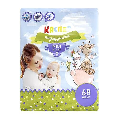 Подгузники Каспер 3 Midi 4-9 кг, 68 шт