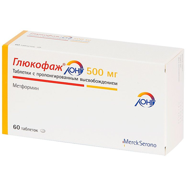 Глюкофаж Лонг таблетки с пролонгированным высвобождением 500 мг 60 шт