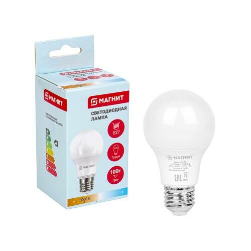 Лампа Магнит светодиодная груша 10Вт Е27 тёплый