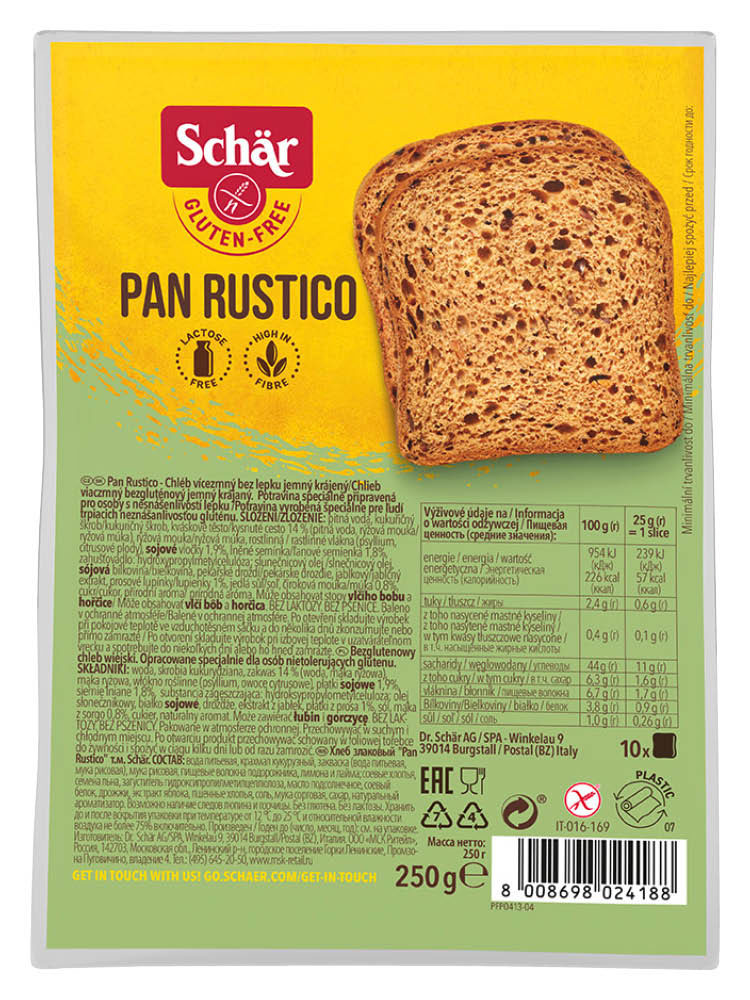 

Хлеб Dr.Schar Pan Rustico злаковый безглютеновый 250 г