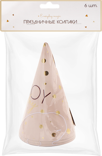 Колпаки праздничные Party 16 см, с тиснением 6 шт.